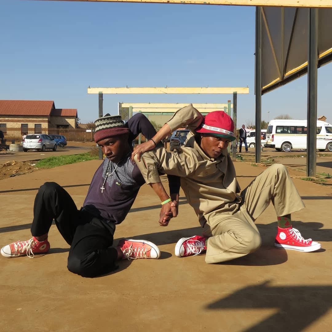 Pantsula dancers in the street